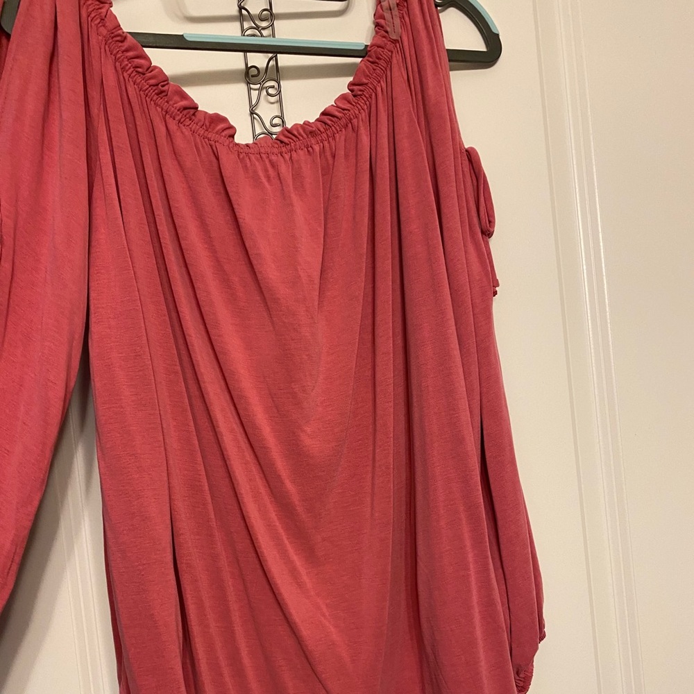 Open neck cold shoulder top